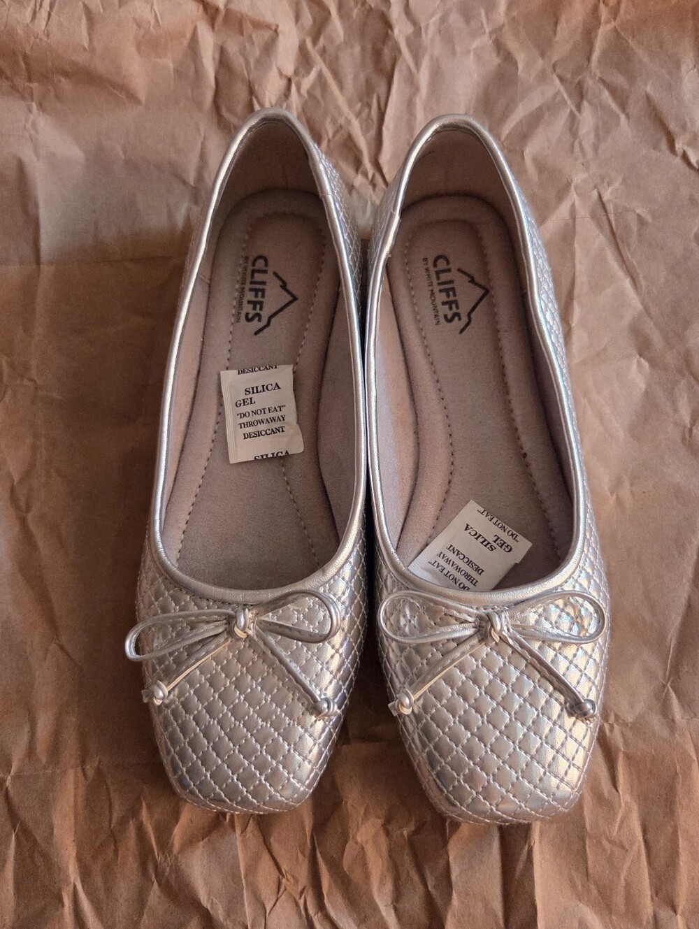 EUC*Cliffs by White Mountain *Bessy*Silver Quilted Ballet Flats sz 7